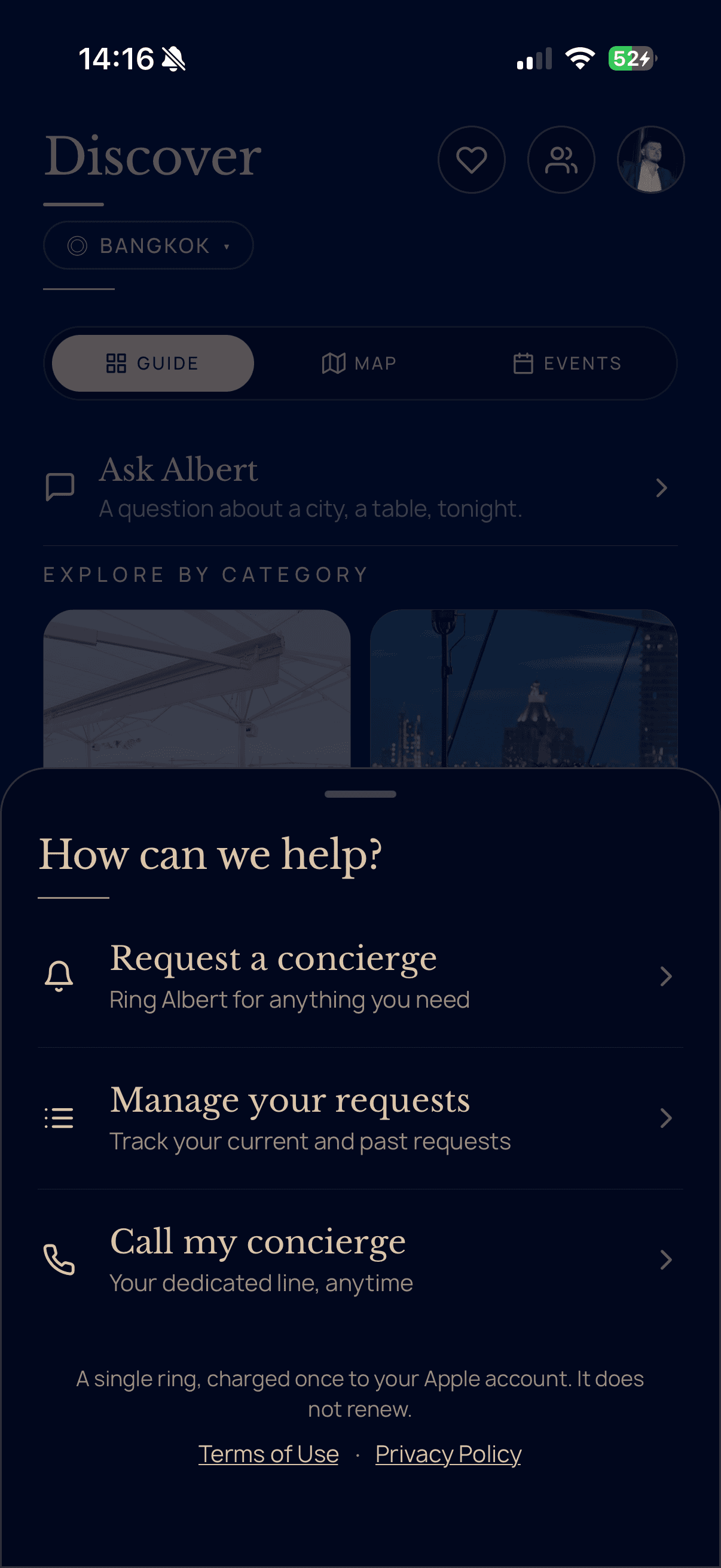 Asking the concierge for something